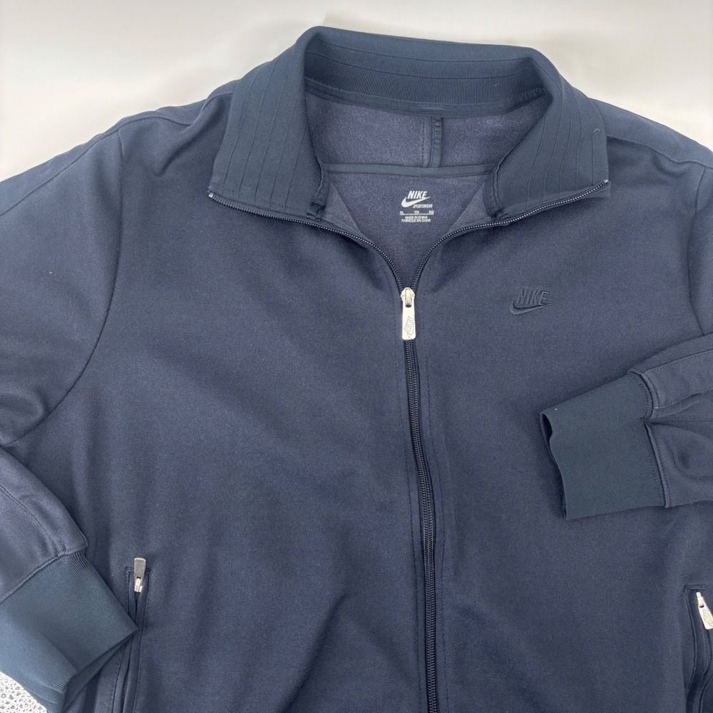 Nike Track Jacket Mens XL Navy Blue Full Zip Mock Neck Sportswear Logo